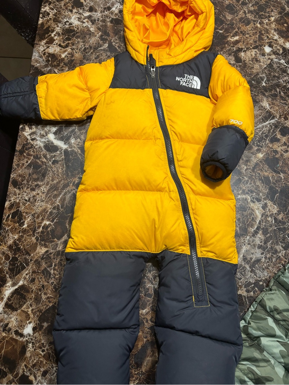 The North Face Yellow and Black Infant Insulated Snowsuit